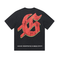 Black Street Vintage Washed T-Shirt (Crafted Print) 1033