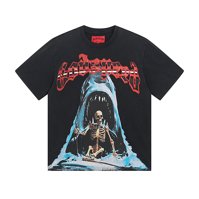 Black Street Vintage Washed T-Shirt (Crafted Print) 1035