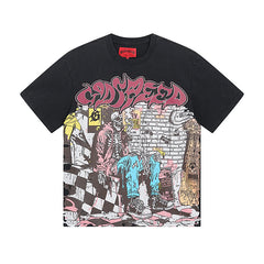 Black Street Vintage Washed T-Shirt (Crafted Print) 1036