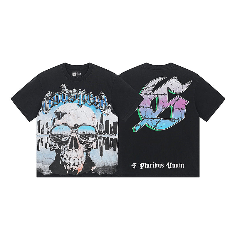 Black Street Vintage Washed T-Shirt (Crafted Print) 1037
