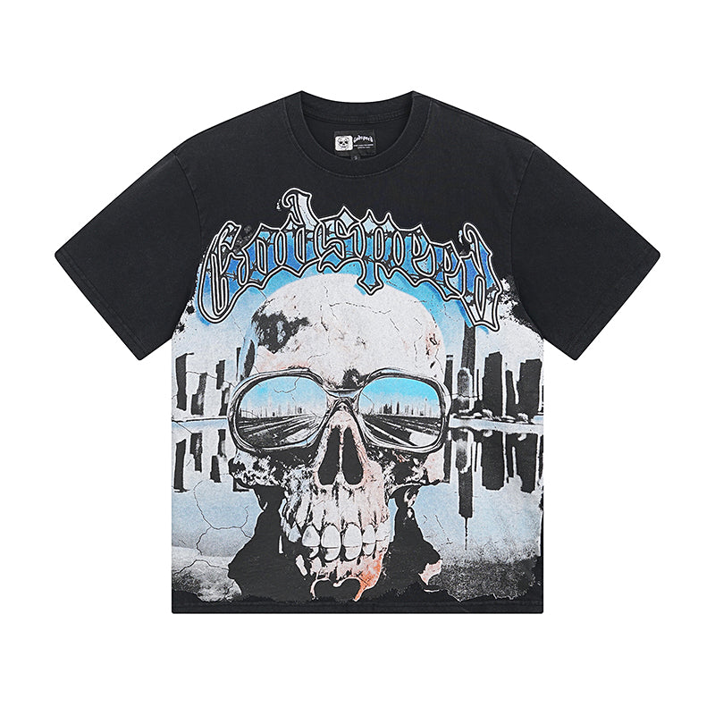 Black Street Vintage Washed T-Shirt (Crafted Print) 1037