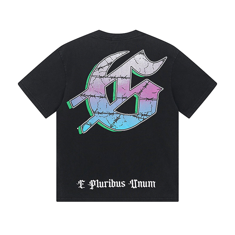 Black Street Vintage Washed T-Shirt (Crafted Print) 1037