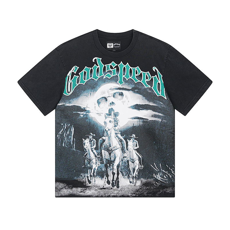 Black Street Vintage Washed T-Shirt (Crafted Print) 1038