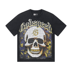 Black Street Vintage Washed T-Shirt (Crafted Print) 1039