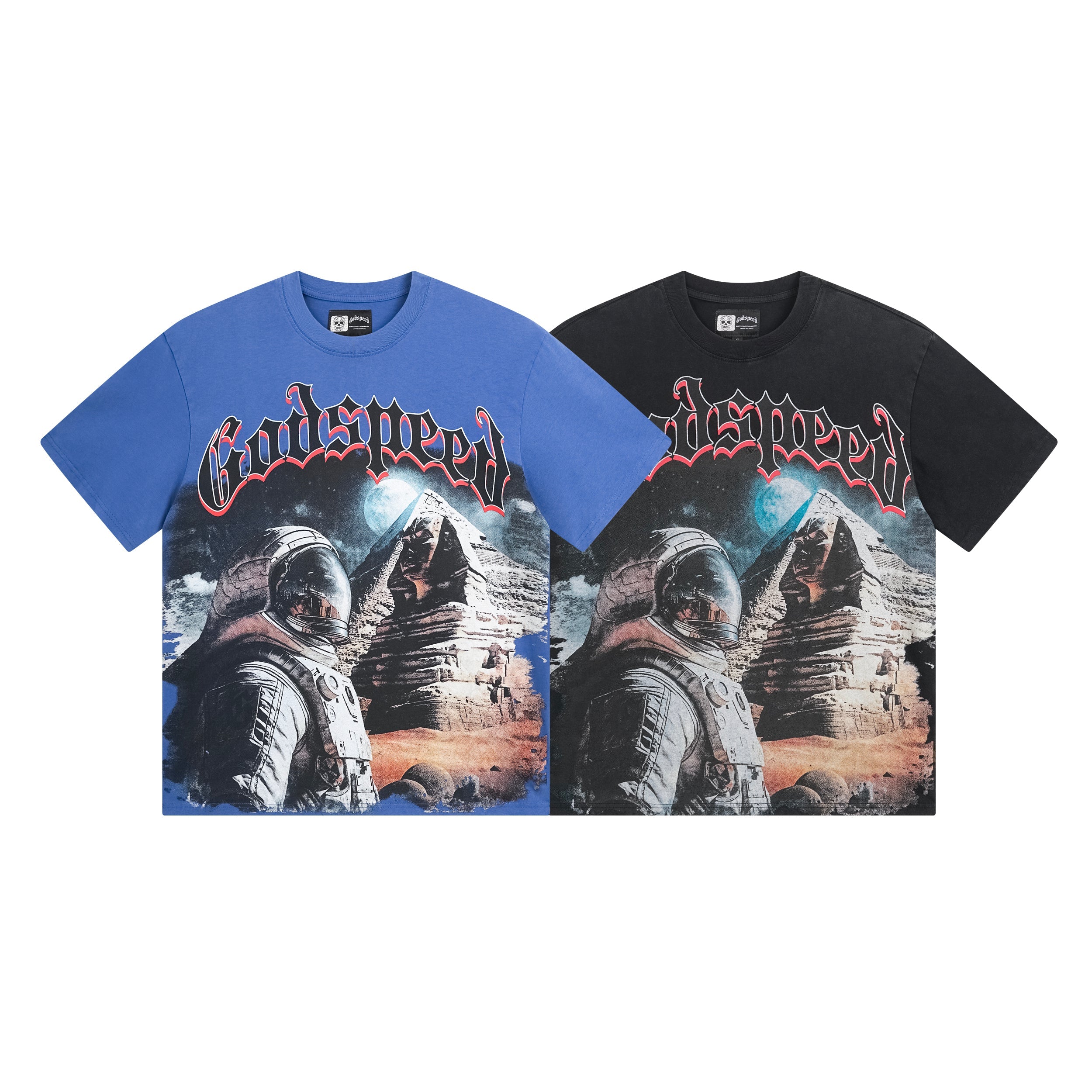 Black & Blue Street Vintage Washed T-Shirt (Crafted Print) 1050