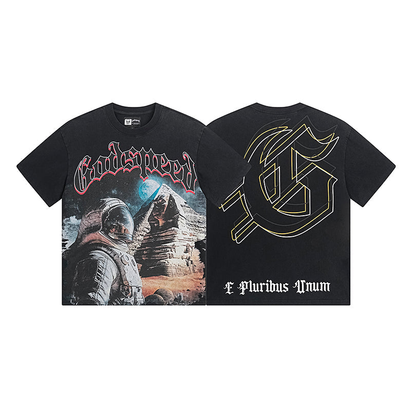 Black & Blue Street Vintage Washed T-Shirt (Crafted Print) 1050