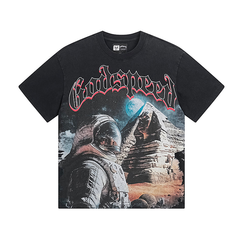 Black & Blue Street Vintage Washed T-Shirt (Crafted Print) 1050