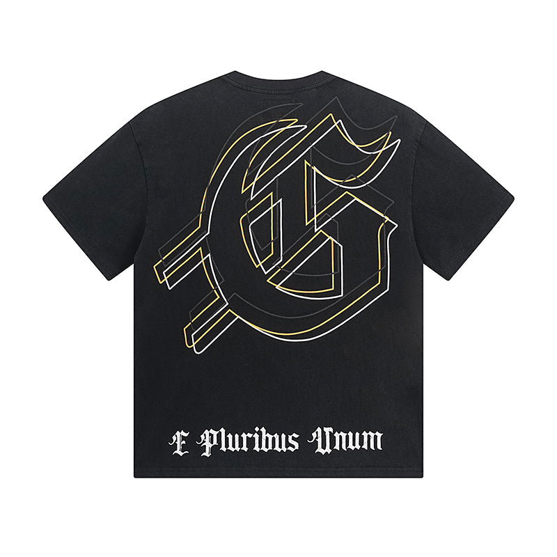 Black & Blue Street Vintage Washed T-Shirt (Crafted Print) 1050