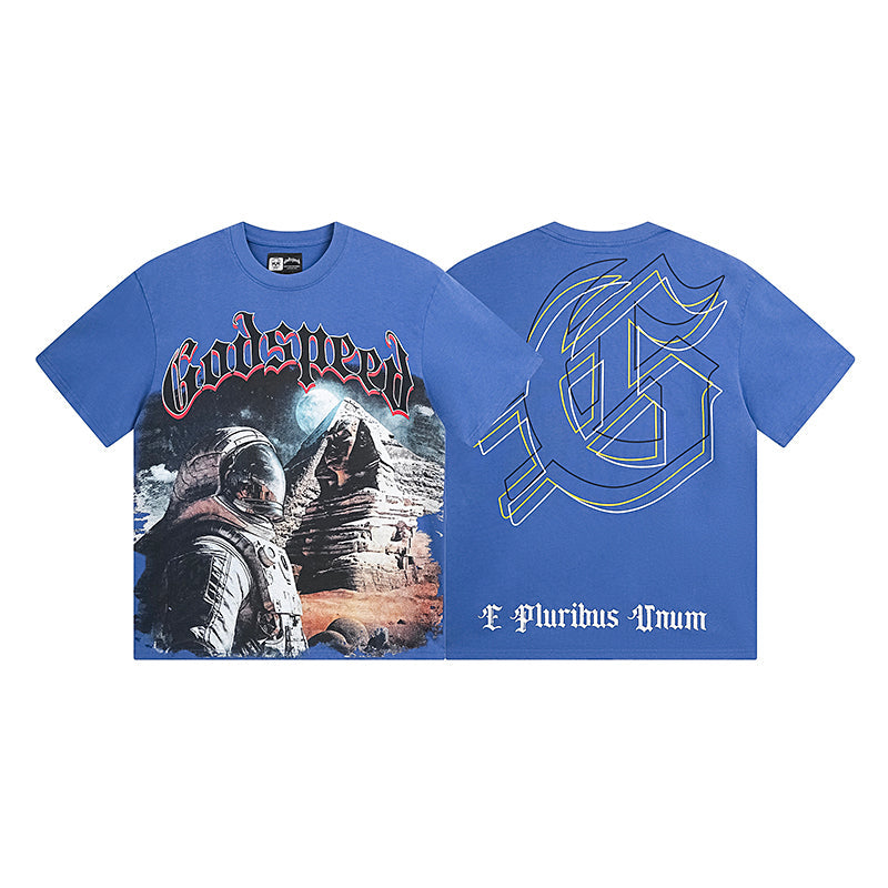 Black & Blue Street Vintage Washed T-Shirt (Crafted Print) 1050