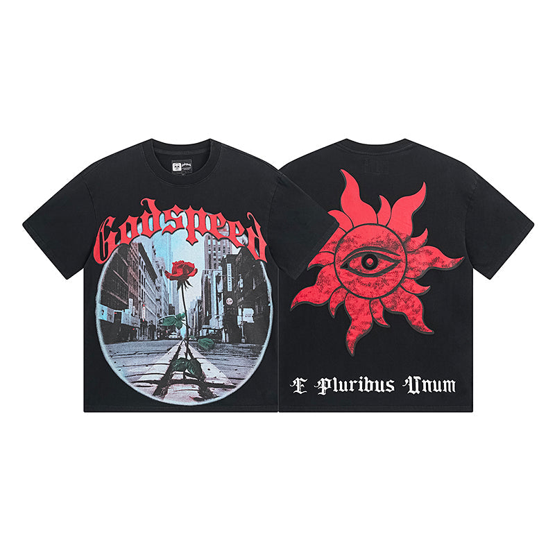 Black Street Vintage Washed T-Shirt (Crafted Print) 1051