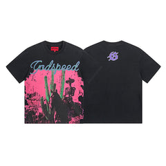 Black Street Vintage Washed T-Shirt (Crafted Print) 1058