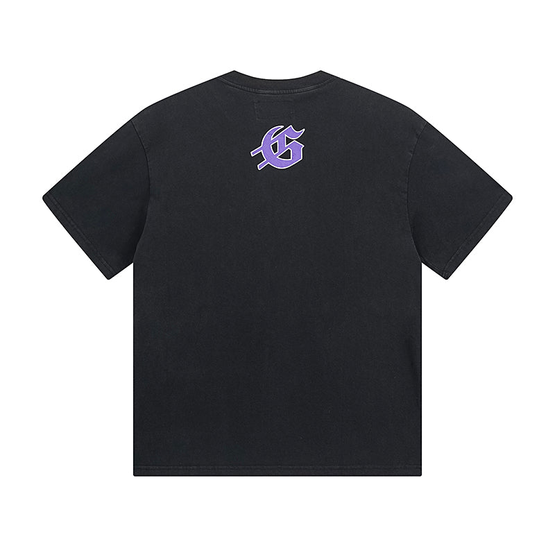 Black Street Vintage Washed T-Shirt (Crafted Print) 1058