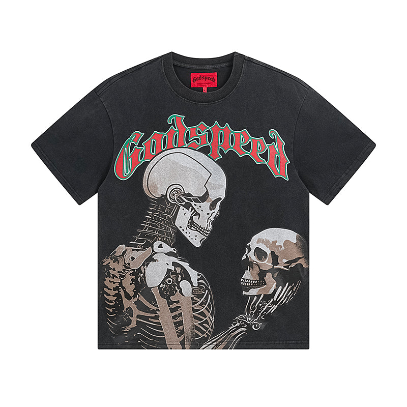 Black Street Vintage Washed T-Shirt (Crafted Print) 1060