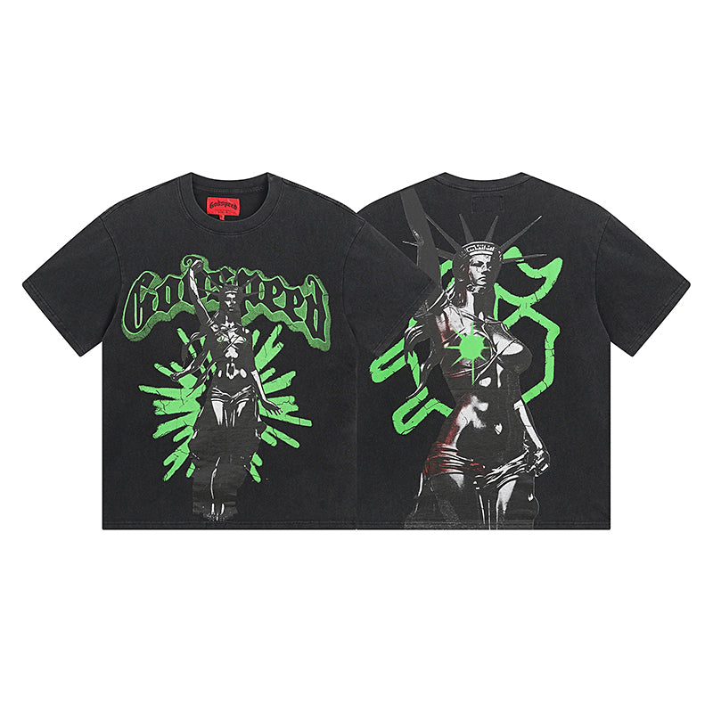Black Street Vintage Washed T-Shirt (Crafted Print) 1061