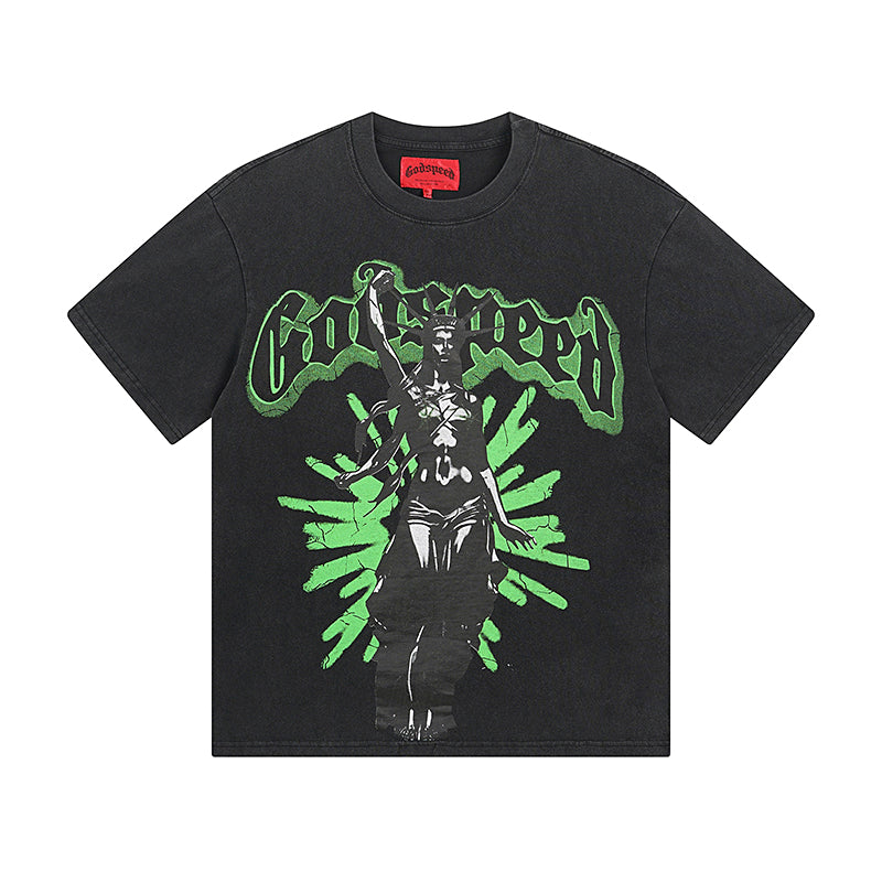 Black Street Vintage Washed T-Shirt (Crafted Print) 1061