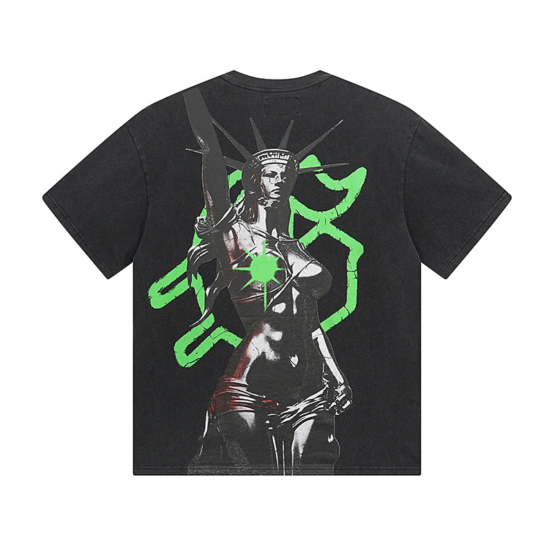 Black Street Vintage Washed T-Shirt (Crafted Print) 1061