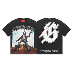 Black Street Vintage Washed T-Shirt (Crafted Print) 1062