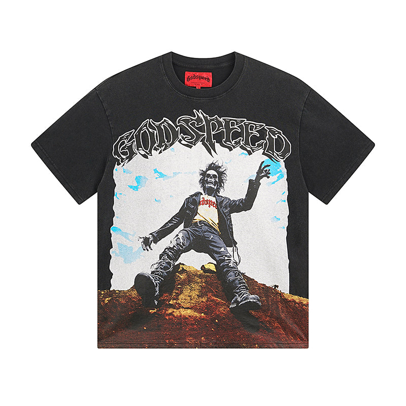 Black Street Vintage Washed T-Shirt (Crafted Print) 1062