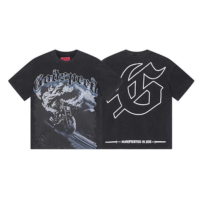Black Street Vintage Washed T-Shirt (Crafted Print) 1065