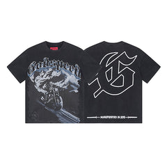 Black Street Vintage Washed T-Shirt (Crafted Print) 1065