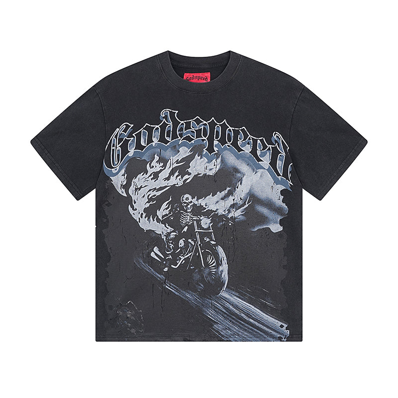 Black Street Vintage Washed T-Shirt (Crafted Print) 1065