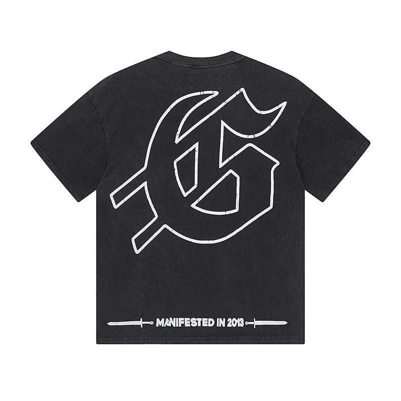 Black Street Vintage Washed T-Shirt (Crafted Print) 1065