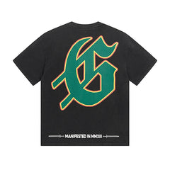 Black Street Vintage Washed T-Shirt (Crafted Print) 1067