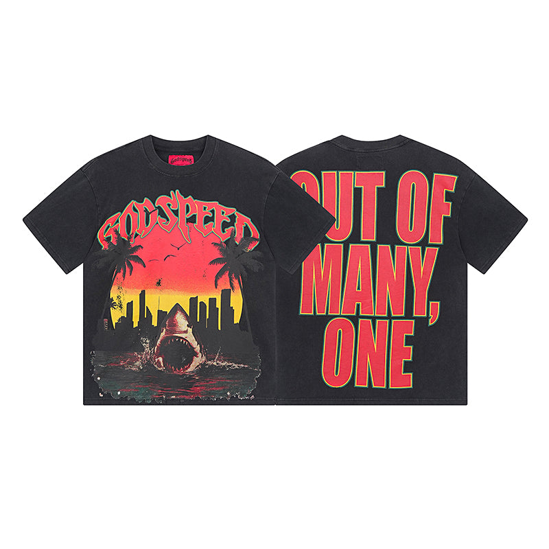 Black Street Vintage Washed T-Shirt (Crafted Print) 1068