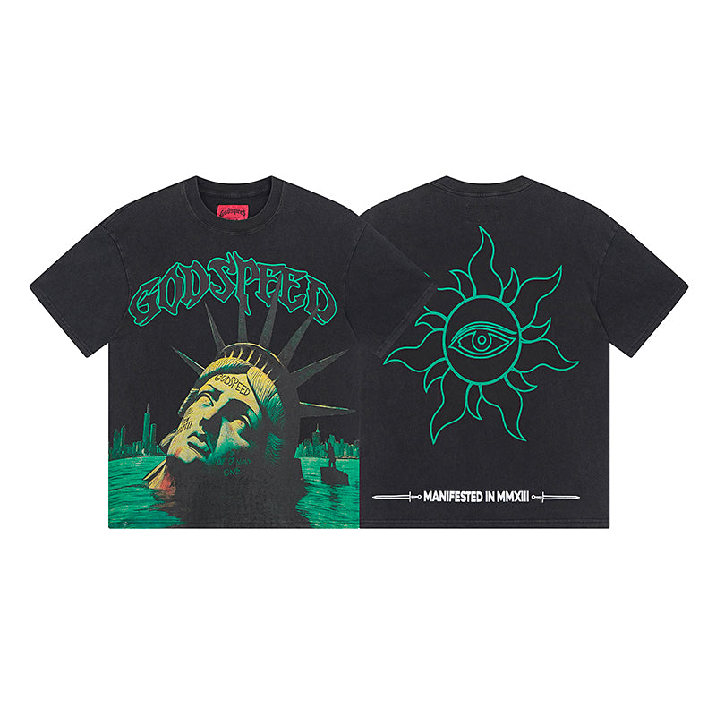 Black Street Vintage Washed T-Shirt (Crafted Print) 1069