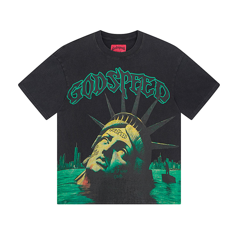 Black Street Vintage Washed T-Shirt (Crafted Print) 1069