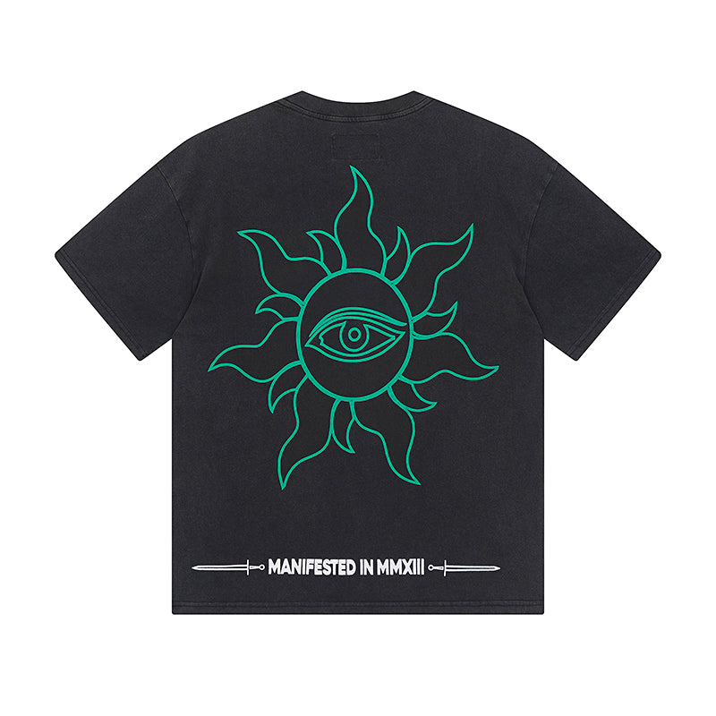 Black Street Vintage Washed T-Shirt (Crafted Print) 1069