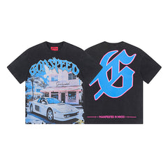 Black Street Vintage Washed T-Shirt (Crafted Print) 1070