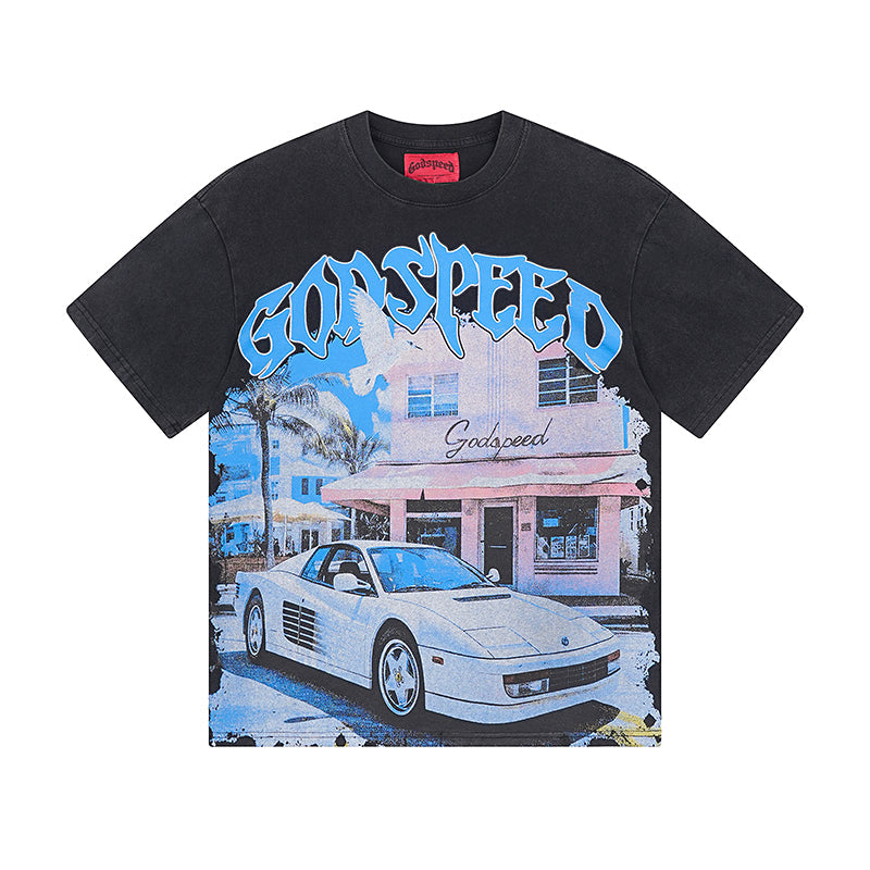 Black Street Vintage Washed T-Shirt (Crafted Print) 1070