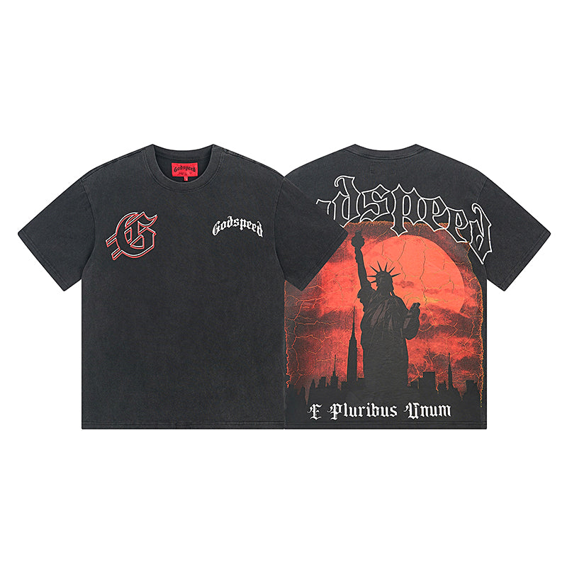Black Street Vintage Washed T-Shirt (Crafted Print) 1072