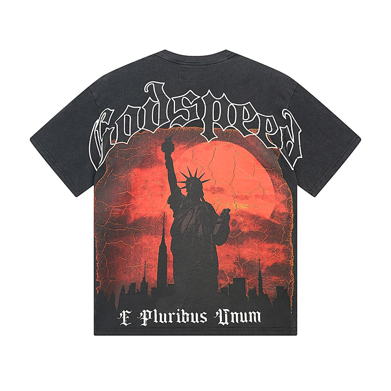 Black Street Vintage Washed T-Shirt (Crafted Print) 1072