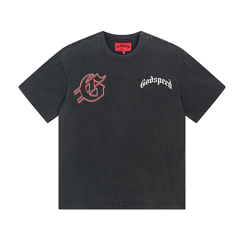Black Street Vintage Washed T-Shirt (Crafted Print) 1072