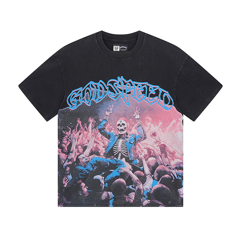 Black Street Vintage Washed T-Shirt (Crafted Print) 1075
