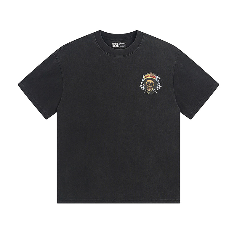 Black Street Vintage Washed T-Shirt (Crafted Print) 1076