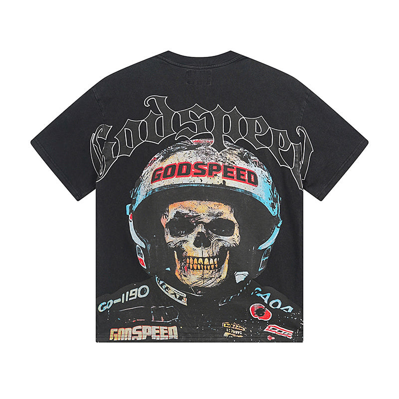 Black Street Vintage Washed T-Shirt (Crafted Print) 1076