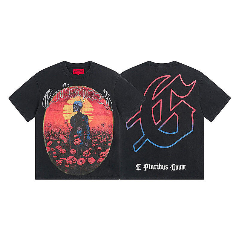 Black Street Vintage Washed T-Shirt (Crafted Print) 1077