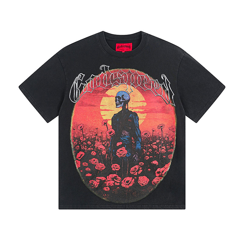 Black Street Vintage Washed T-Shirt (Crafted Print) 1077