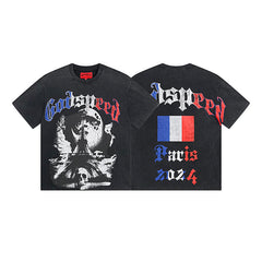 Black Street Vintage Washed T-Shirt (Crafted Print) 1078