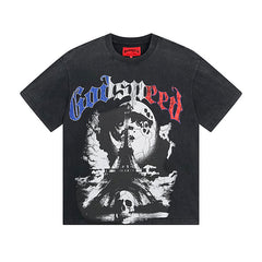 Black Street Vintage Washed T-Shirt (Crafted Print) 1078