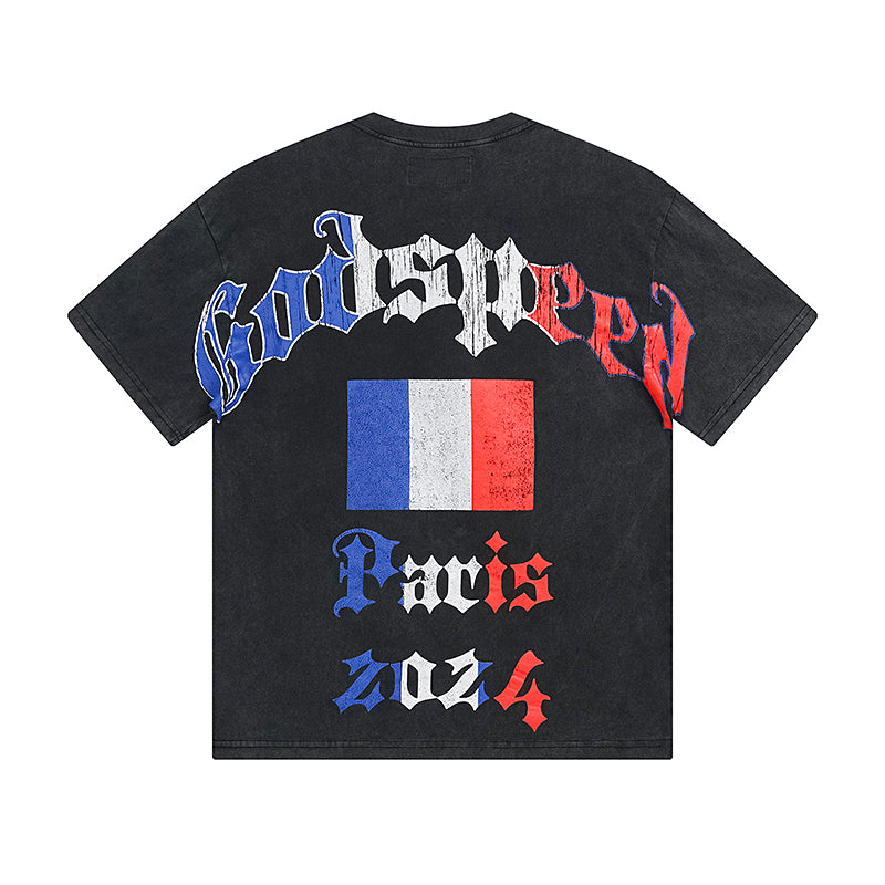 Black Street Vintage Washed T-Shirt (Crafted Print) 1078