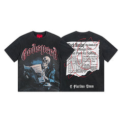 Black Street Vintage Washed T-Shirt (Crafted Print) 1079