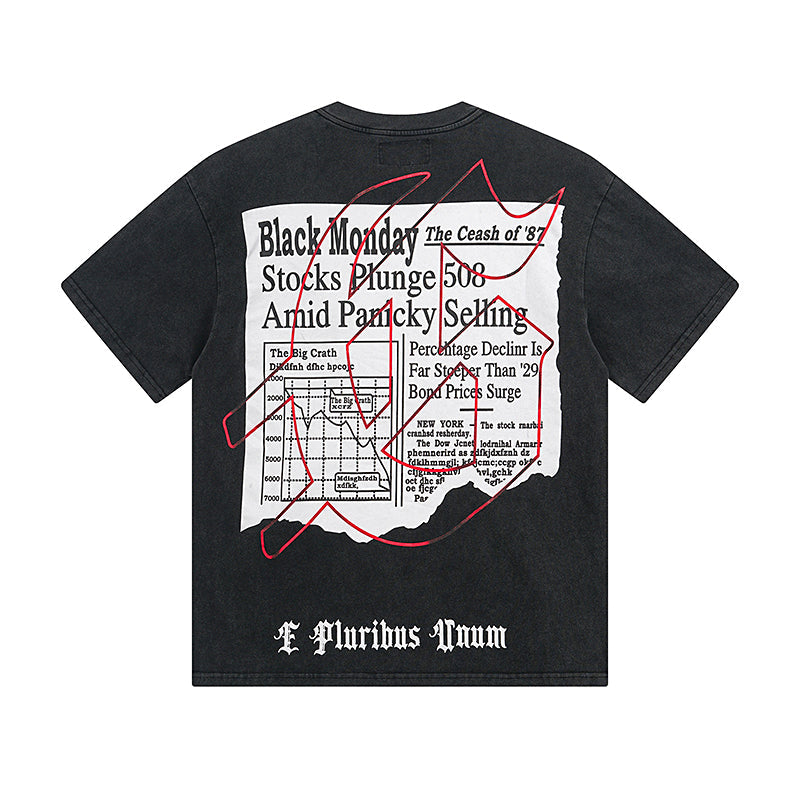 Black Street Vintage Washed T-Shirt (Crafted Print) 1079