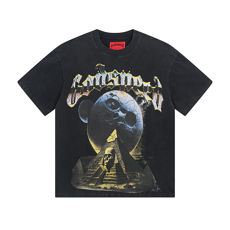 Black Street Vintage Washed T-Shirt (Crafted Print) 1080