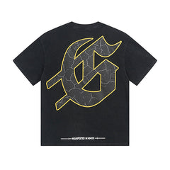 Black Street Vintage Washed T-Shirt (Crafted Print) 1080