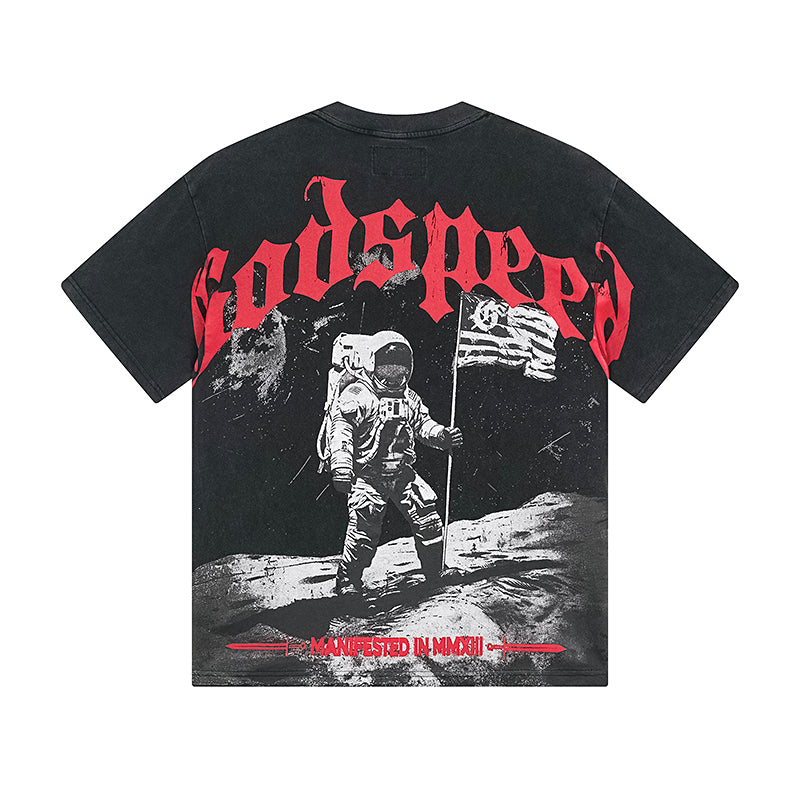 Black Street Vintage Washed T-Shirt (Crafted Print) 1082