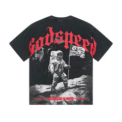 Black Street Vintage Washed T-Shirt (Crafted Print) 1082